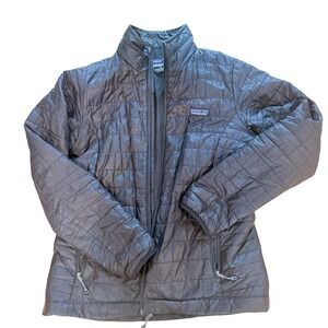Patagonia Womens Medium Down Jacket Puffer Quilted Black Full Zip Insulated